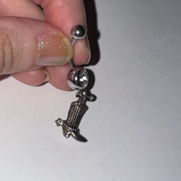 Boot With Spur Dangle Belly Ring - Picture 8 of 11